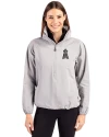 Los Angeles Angels Mono Cutter & Buck Charter Eco Recycled Womens Anorak Jacket Polished Medium Gray Front Thumbnail Image