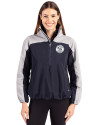 Milwaukee Brewers Mono Cutter & Buck Charter Eco Recycled Womens Anorak Jacket Navy Blue/Polished Front Thumbnail Image