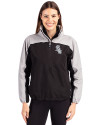 Chicago White Sox Mono Cutter & Buck Charter Eco Recycled Womens Anorak Jacket Black/Polished Front Thumbnail Image