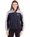 Seattle Mariners Mono Cutter & Buck Charter Eco Recycled Womens Anorak Jacket Navy Blue/Polished Front Thumbnail Image