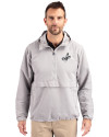 View image 13: Los Angeles Dodgers Monochromatic Cutter & Buck Charter Recycled Packable Mens Half Zip Anorak Jacket Polished Medium Gray Front