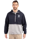 Detroit Tigers Mono Cutter & Buck Charter Eco Recycled Mens Anorak Jacket Navy Blue/Polished Front Thumbnail Image