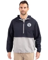 Milwaukee Brewers Mono Cutter & Buck Charter Eco Recycled Mens Anorak Jacket Navy Blue/Polished Front Thumbnail Image
