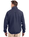New York Yankees Mono Cutter & Buck Charter Eco Knit Recycled Big & Tall Full-Zip Jacket Navy Blue Back Thumbnail Image