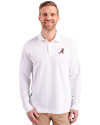Alabama Crimson Tide Cutter & Buck Advantage Eco Tri-Blend Pique Mens Long Sleeve Polo White Front Thumbnail Image