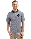 Minnesota Twins Mono Cutter & Buck Virtue Eco Pique Micro Stripe Recycled Mens Big & Tall Polo Navy Blue/White Front Thumbnail Image
