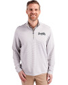 Atlanta Braves Mono Cutter & Buck Virtue Eco Pique Micro Stripe Recycled Mens Big & Tall Quarter Zip Polished/White Front Thumbnail Image