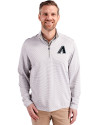 View image 4: Arizona Diamondbacks Monochromatic Cutter & Buck Virtue Recycled Micro Stripe Featherlight Pique Mens Big & Tall Quarter Zip Pullover Polished/White Front