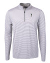 South Florida Bulls Swinging Rocky Cutter & Buck Virtue Eco Pique Micro Stripe Recycled Mens Big & Tall Quarter Zip Polished/White Mannequin Thumbnail Image