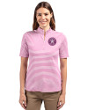 Houston Astro Mono Cutter & Buck Virtue Eco Pique Stripe Recycled Womens Top Gelato Fuchsia Front Thumbnail Image