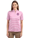 Philadelphia Phillies Mono Cutter & Buck Virtue Eco Pique Stripe Recycled Womens Top Gelato Fuchsia Front Thumbnail Image