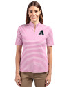 Arizona Diamondbacks Mono Cutter & Buck Virtue Eco Pique Stripe Recycled Womens Top Gelato Fuchsia Front Thumbnail Image