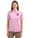 Boston Red Sox Mono Cutter & Buck Virtue Eco Pique Stripe Recycled Womens Top Gelato Fuchsia Front Thumbnail Image