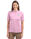 Detroit Tigers Mono Cutter & Buck Virtue Eco Pique Stripe Recycled Womens Top Gelato Fuchsia Front Thumbnail Image