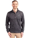Miami Marlins Mono Cutter & Buck Traverse Stretch Eco Camo Print Quarter Zip Mens Big and Tall Pullover Black Front Thumbnail Image