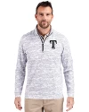 Texas Rangers Mono Cutter & Buck Traverse Stretch Eco Camo Print Quarter Zip Mens Big and Tall Pullover Charcoal Front Thumbnail Image