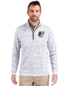 Baltimore Orioles Mono Cutter & Buck Traverse Stretch Eco Camo Print Quarter Zip Mens Big and Tall Pullover Charcoal Front Thumbnail Image
