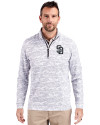 San Diego Padres Mono Cutter & Buck Traverse Stretch Eco Camo Print Quarter Zip Mens Big and Tall Pullover Charcoal Front Thumbnail Image