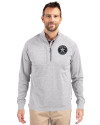 Houston Astro Mono Cutter & Buck Adapt Eco Knit Heather Mens Big & Tall Quarter Zip Pullover Polished Heather Front Thumbnail Image