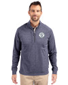 Milwaukee Brewers Mono Cutter & Buck Adapt Eco Knit Heather Mens Big & Tall Quarter Zip Pullover Navy Blue Heather Front Thumbnail Image
