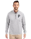 Pittsburgh Pirates Mono Cutter & Buck Adapt Eco Knit Heather Mens Big & Tall Quarter Zip Pullover Polished Heather Front Thumbnail Image