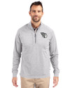 Cleveland Guardians Mono Cutter & Buck Adapt Eco Knit Heather Mens Big & Tall Quarter Zip Pullover Polished Heather Front Thumbnail Image