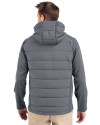 Boston Red Sox Mono Cutter & Buck Evoke Hybrid Eco Softshell Recycled Full Zip Mens Big & Tall Hooded Jacket Elemental Grey Back Thumbnail Image