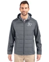 Athletics Mono Cutter & Buck Evoke Hybrid Eco Softshell Recycled Full Zip Mens Big & Tall Hooded Jacket Elemental Grey Front Thumbnail Image