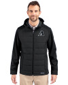 Arizona Diamondbacks Mono Cutter & Buck Evoke Hybrid Eco Softshell Recycled Full Zip Mens Big & Tall Hooded Jacket Black Front Thumbnail Image