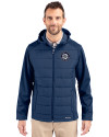 Seattle Mariners Mono Cutter & Buck Evoke Hybrid Eco Softshell Recycled Full Zip Mens Big & Tall Hooded Jacket Navy Blue Front Thumbnail Image