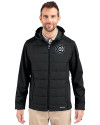 Chicago Cubs Mono Cutter & Buck Evoke Hybrid Eco Softshell Recycled Full Zip Mens Big & Tall Hooded Jacket Black Front Thumbnail Image