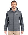 New York Mets Mono Cutter & Buck Evoke Hybrid Eco Softshell Recycled Full Zip Mens Big & Tall Hooded Jacket Elemental Grey Front Thumbnail Image