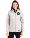 Houston Astro Mono Cutter & Buck Evoke Hybrid Softshell Recycled Full Zip Womens Hooded Jacket CONCRETE Front Thumbnail Image