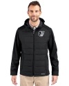 Baltimore Orioles Mono Cutter & Buck Evoke Hybrid Softshell Recycled Full Zip Mens Hooded Jacket Black Front Thumbnail Image