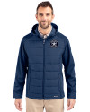 Houston Astro Mono Cutter & Buck Evoke Hybrid Softshell Recycled Full Zip Mens Hooded Jacket Navy Blue Front Thumbnail Image