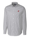 Washington State Cougars Cutter & Buck Stretch Oxford Stripe Mens Long Sleeve Dress Shirt Charcoal Mannequin Thumbnail Image