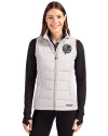 New York Yankees Mono Cutter & Buck Evoke Hybrid Softshell Recycled Womens Full Zip Vest CONCRETE Front Thumbnail Image