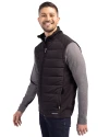 New York Jets Mono Cutter & Buck Evoke Hybrid Softshell Recycled Mens Full Zip Vest Black Side Thumbnail Image