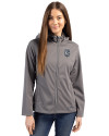 Kansas City Royals Mono Cutter & Buck Evoke Softshell Recycled Full Zip Womens Jacket Elemental Grey Front Thumbnail Image