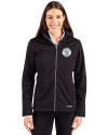 Milwaukee Brewers Mono Cutter & Buck Evoke Softshell Recycled Full Zip Womens Jacket Black Front Thumbnail Image