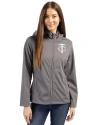 Minnesota Twins Mono Cutter & Buck Evoke Softshell Recycled Full Zip Womens Jacket Elemental Grey Front Thumbnail Image
