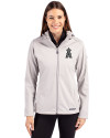 Los Angeles Angels Mono Cutter & Buck Evoke Softshell Recycled Full Zip Womens Jacket CONCRETE Front Thumbnail Image