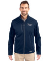 Tampa Bay Rays Mono Cutter & Buck Evoke Softshell Recycled Full Zip Mens Jacket Navy Blue Front Thumbnail Image