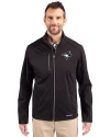 Toronto Blue Jays Mono Cutter & Buck Evoke Softshell Recycled Full Zip Mens Jacket Black Front Thumbnail Image