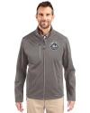 New York Mets Mono Cutter & Buck Evoke Softshell Recycled Full Zip Mens Jacket Elemental Grey Front Thumbnail Image