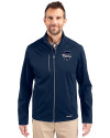 Philadelphia Phillies Mono Cutter & Buck Evoke Softshell Recycled Full Zip Mens Jacket Navy Blue Front Thumbnail Image