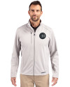 Chicago Cubs Mono Cutter & Buck Evoke Softshell Recycled Full Zip Mens Jacket CONCRETE Front Thumbnail Image