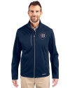 Chicago Cubs Mono Cutter & Buck Evoke Softshell Recycled Full Zip Mens Jacket Navy Blue Front Thumbnail Image