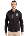 Milwaukee Brewers Mono Cutter & Buck Evoke Softshell Recycled Full Zip Mens Jacket Black Front Thumbnail Image