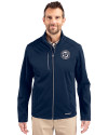 Washington Nationals Mono Cutter & Buck Evoke Softshell Recycled Full Zip Mens Jacket Navy Blue Front Thumbnail Image